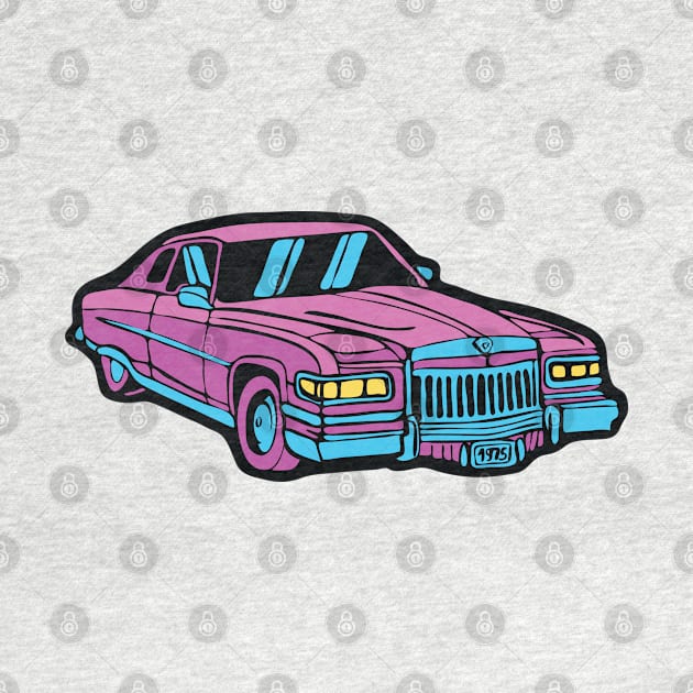 Retro Vintage Pink American Car by Cofefe Studio